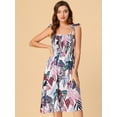 thumbnail image 3 of Vestido de verano para mujer Allegra K con volantes Cintura alta floral tiras informal para la playa Blanco XS, 3 of 6