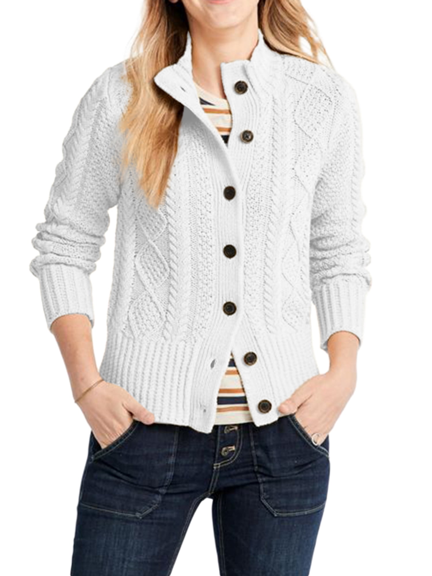 Veatzaer Women's Short Cardigan Long Sleeve ButtonFront Fisherman