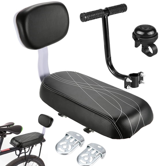 Bicycle Rear Seat with Back,Cushion Bicycle Passenger Seat,Rear Bike Seat Including Cushion and Backrest, Armrest, Footrests,Black