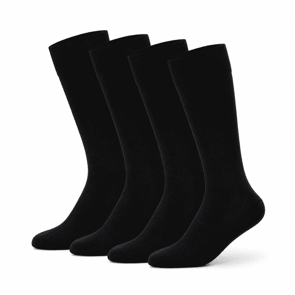 FLORNIX Men's Seamless Bamboo Dress Socks - 4 Pack - Breathable Casual Soft Crew Business Solid - Sock Size 10-13 Shoe 9-12 L Black