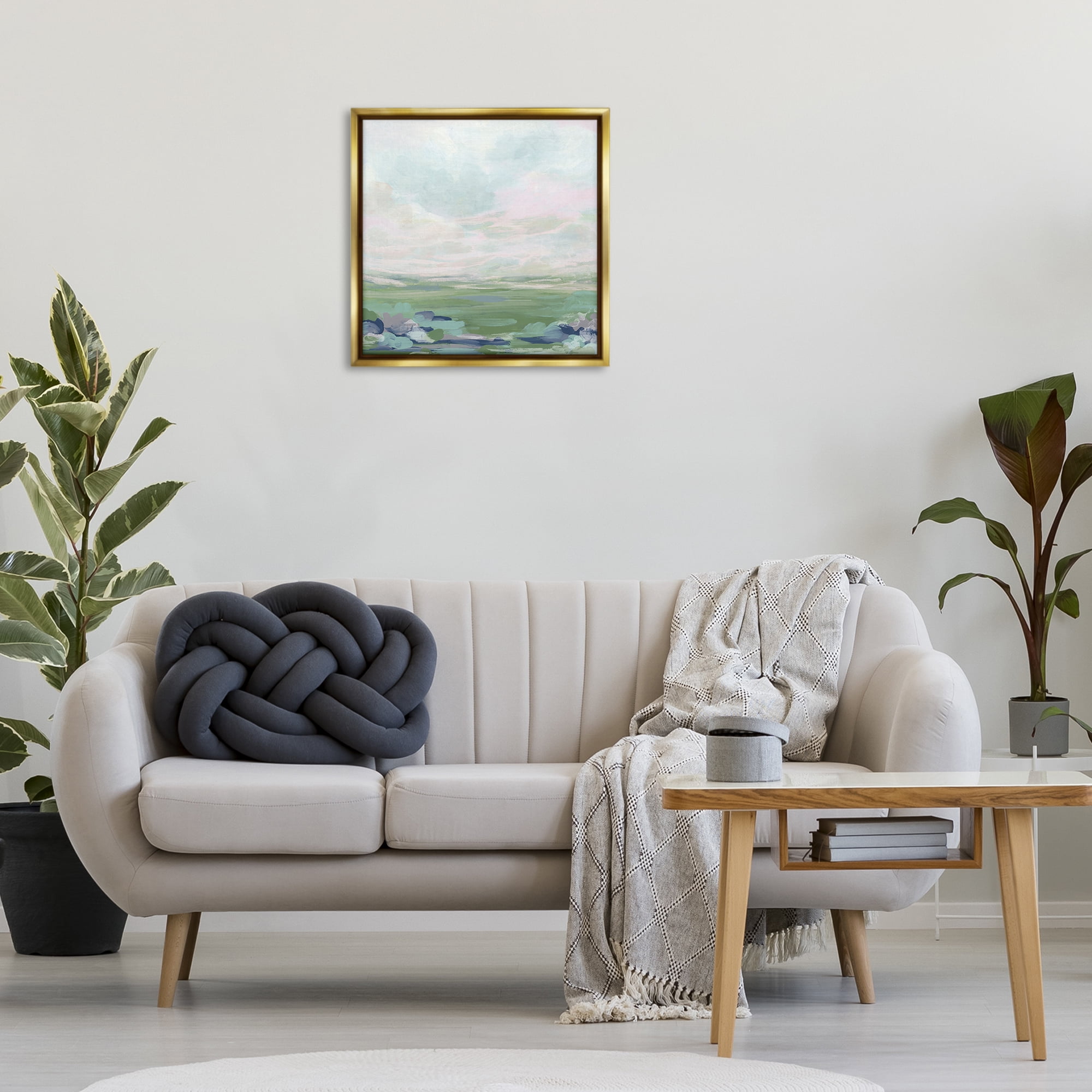 Stupell Industries Faded Grassland View Landscape & Nature Painting Gold Floater Framed Canvas Art Print Wall Art, 25 x 25