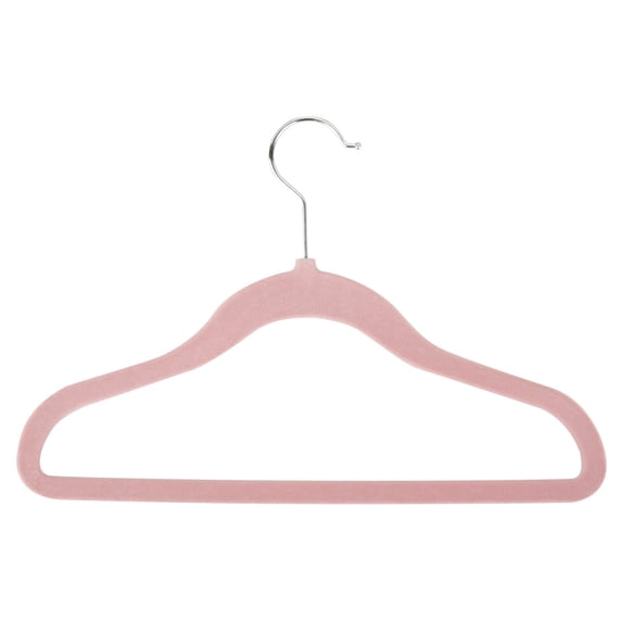 Honey-Can-Do Velvet Touch Kids' Hangers, 8 1/2"H x 1/4"W x 11 13/16"D, Pink, Pack Of 60