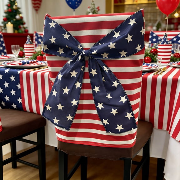 Memorial Day Saving!4th of July Decorations, Independent Day Chair Covers With Bows Are Perfectly For Party And Holiday Decorations