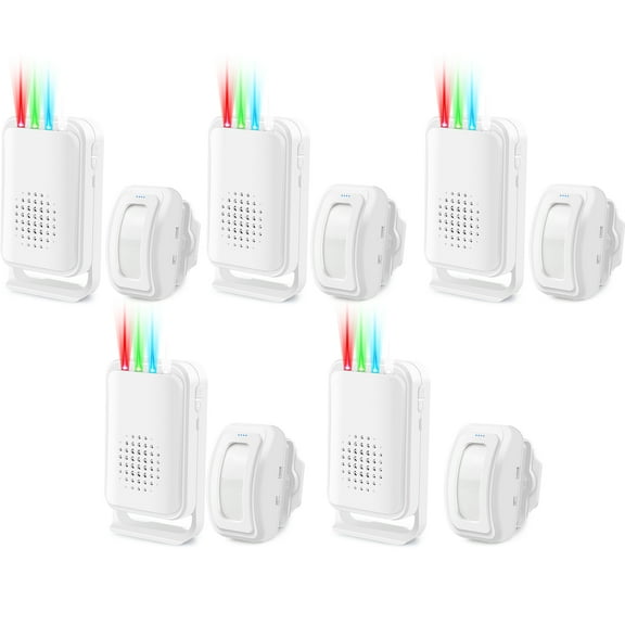 Greencycle Wireless Motion Sensor Door Chime,Doorway Motion Sensor Alarm,Door Chime for Business when Entering,Wireless Door Chime,Anti-theft,918FT Long Distance,for Shops,Homes,Offices,Garage,5PK