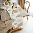 thumbnail image 4 of Coffee Brown Dahlia Table Runner Modern Elegant Flower Beige Table Runners Geometric Pompon Farmhouse Table Center Decor for Home Kitchen Dining Party Indoor Outdoor (13x48 Inch), 4 of 6