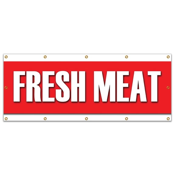 48"x120" FRESH MEAT BANNER SIGN butcher steak beef chicken pork ground
