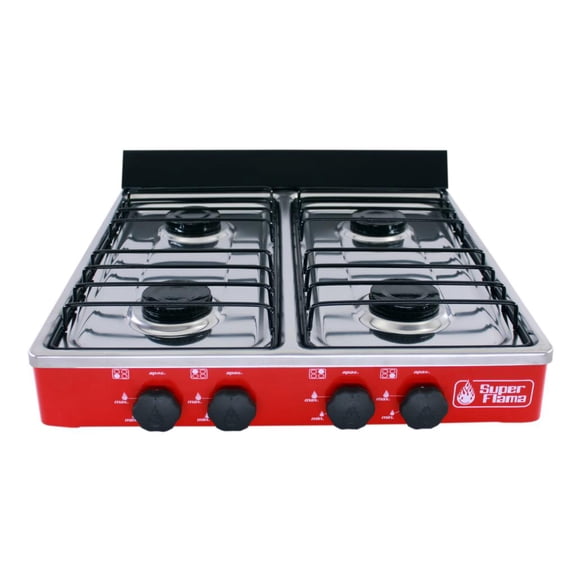 Parrilla 4Q-CA-R de 4 quemadores Super Flama Rojo