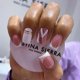 thumbnail image 1 of Uñas postizas de cobertura completa, Uñas postizas con purpurina rosa, uñas cortas francesas portátiles, Cabeza Cuadrada, herramienta de manicura, 1 of 4