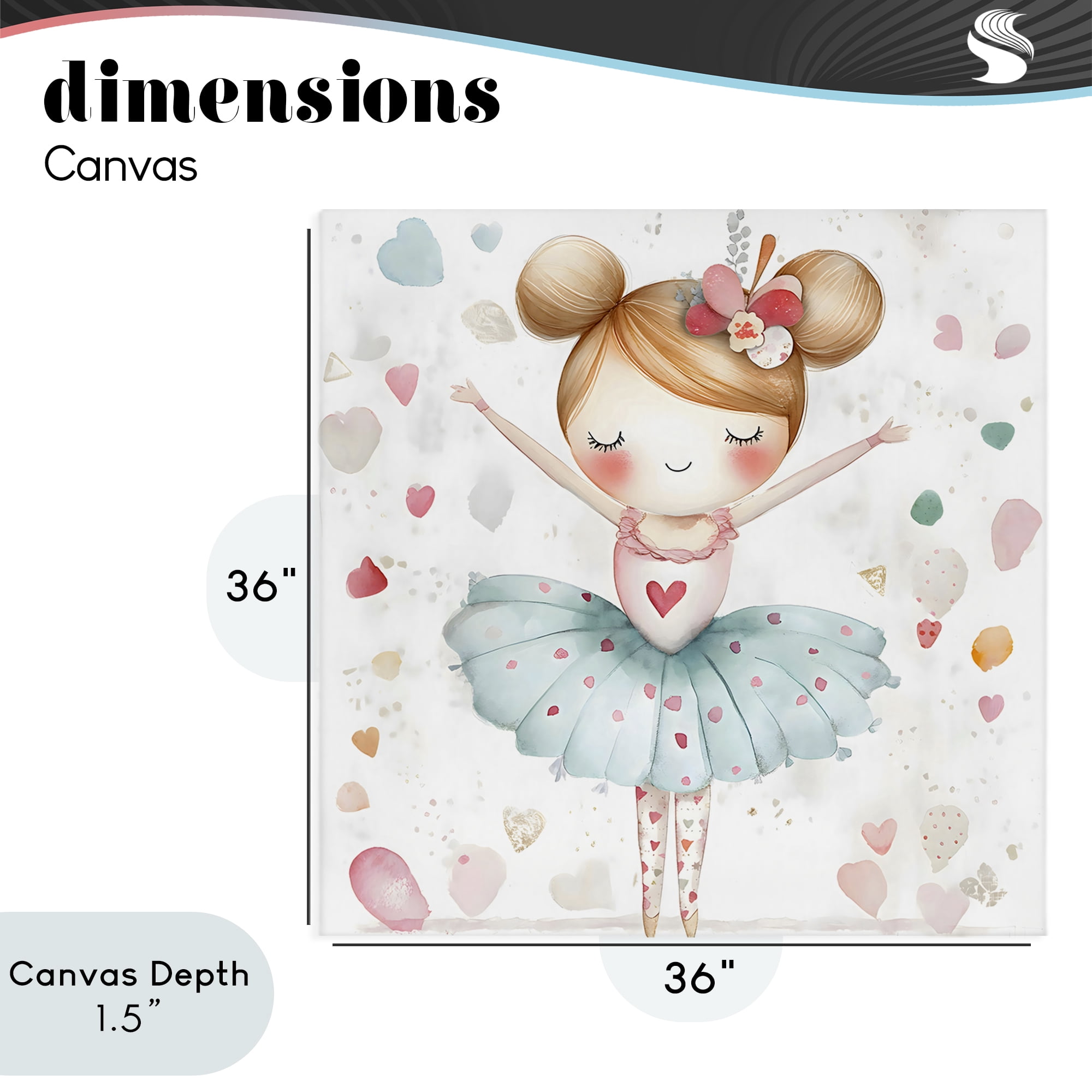 Stupell Industries Cute Ballerina with Hearts Canvas Wall Art, design by Creative Studio