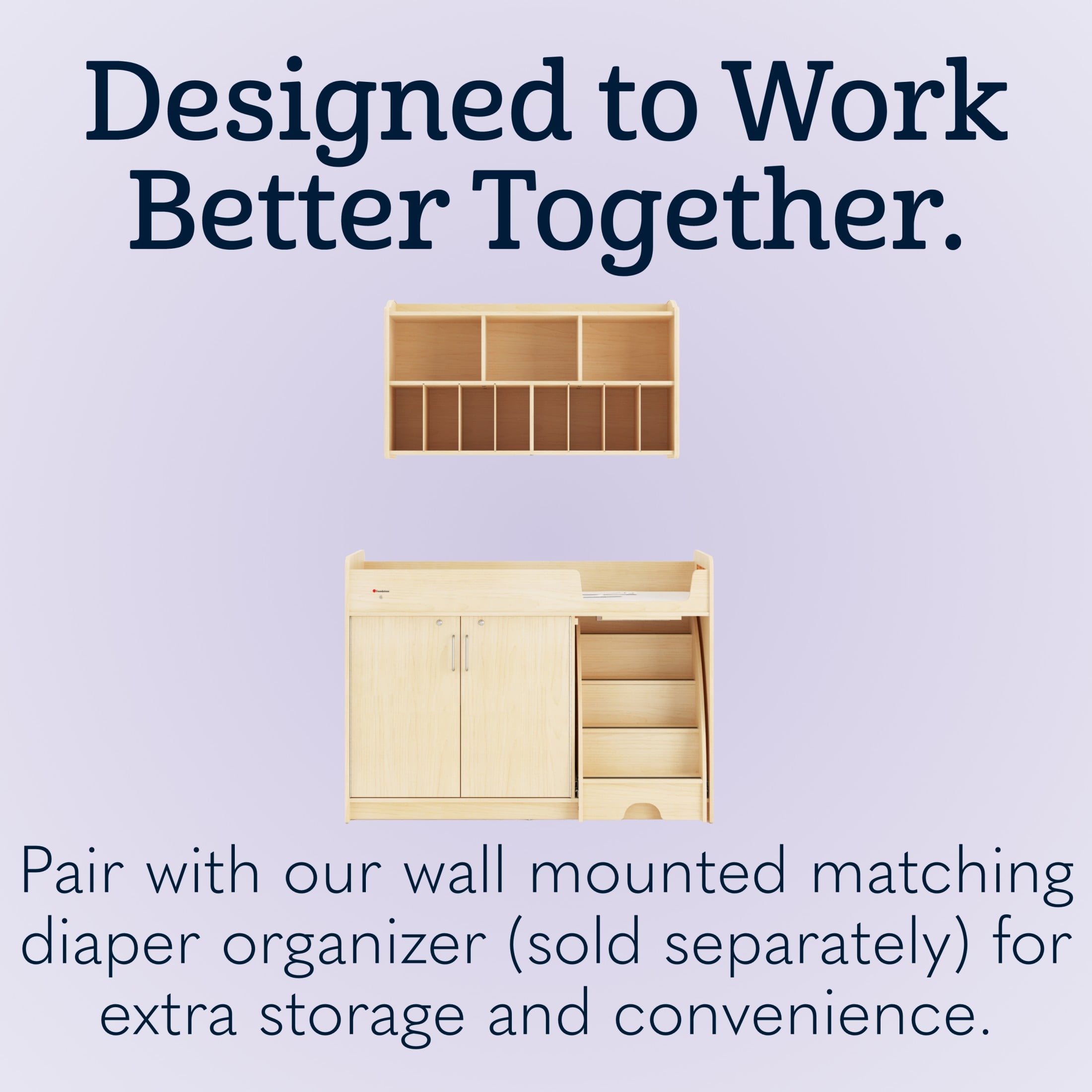 SafeStep Changing Table with Right Stairs - Durable Wood Changing Table for Childcare