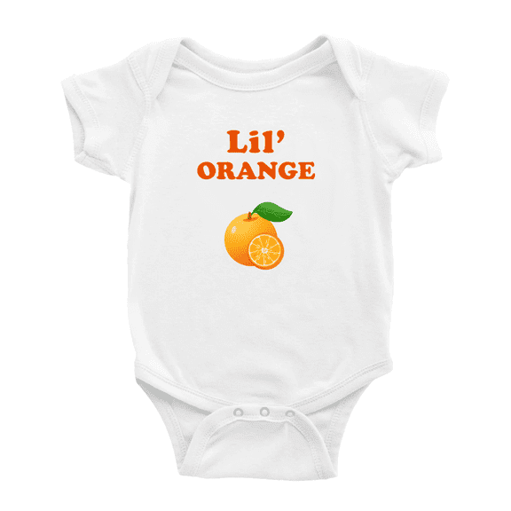 Cute Baby Bodysuit Lil' Orange Fruit Funny Boy & Gril Baby Jumpsuit Infant Clothes (White, 6-12 Months)