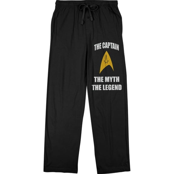 Star Trek TV Series Men's Captain Myth Legend Black Sleep Pajama Pants-Medium
