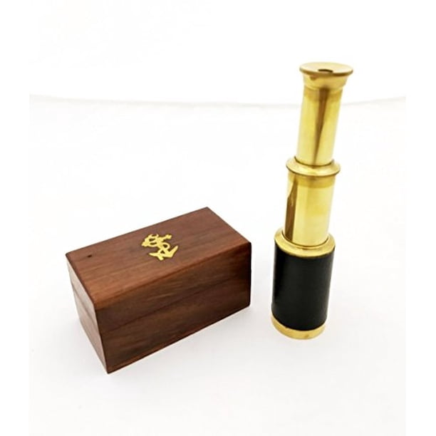 Telescopio Portátil de Latón de 6" con Caja de Madera - Pirate India Overseas Trading Co India Overseas Trading Co