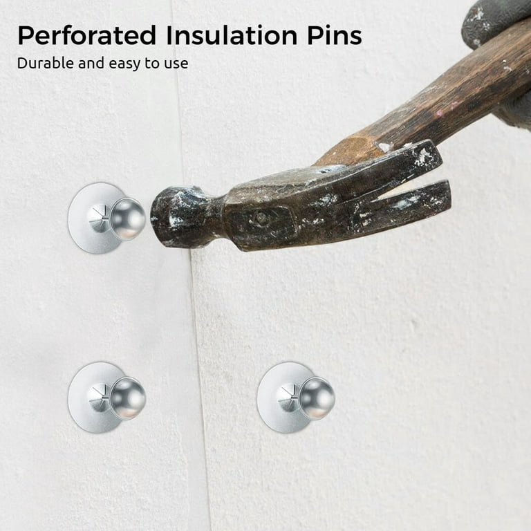 100 Pieces Perforated Self Stick Insulation Pins 2-1/2 Inch, 1.5 Inch Self  Locking Washers Round, 7/8 Inch Aluminum Insulation Dome Cap Washers for