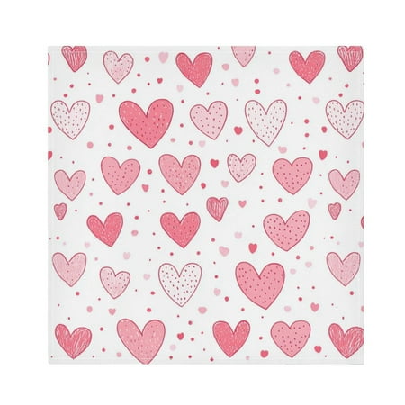 

WOBOGO Valentine Day Pink Hearts Pattern Cloth Napkins 1 Piece Soft Elegant Touch Durable Absorbent Quick Drying for Elegant Dining