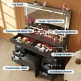 thumbnail image 2 of Black Vanity Desk with Large Mirror and Lights, Makeup Vanity Desk Table Set with Glass Top,Power Outlet, Stool,10 Drawers Storage, Magnifying Glass, Hairdryer Holder, Dressing Table for Bedroom, 2 of 6