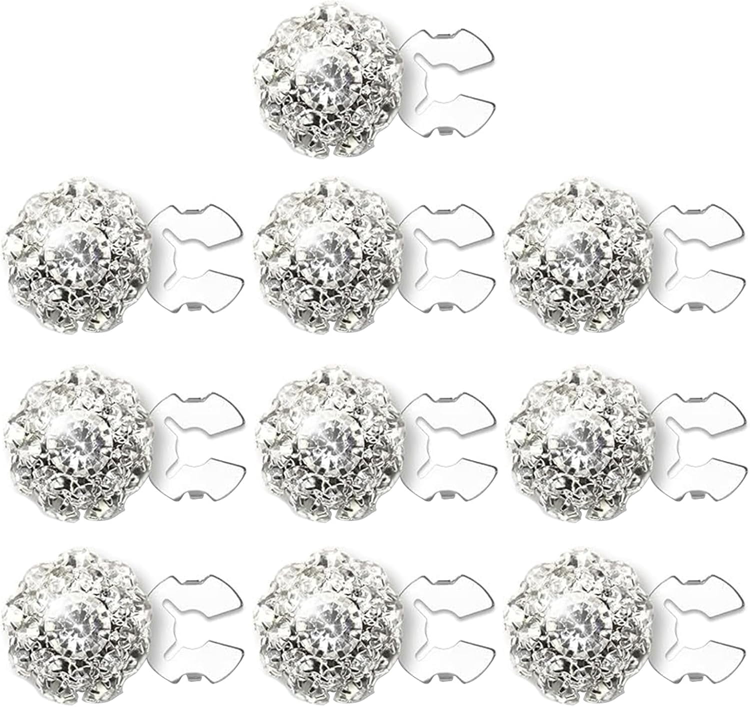 10PCS Rhinestone Button Covers,Crystal Buttons for Clothing,Detachable Shirt Button Clips Buttons Jewelry,Button Snaps with Pliers Press,Decorative Buttons for Dress Suit Tux Shirt Accessories