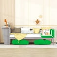 thumbnail image 2 of EUROCO Twin Size Daybed with Desk and Green Leaf Shelf and Drawers for Kids, Antique Gray, 2 of 15