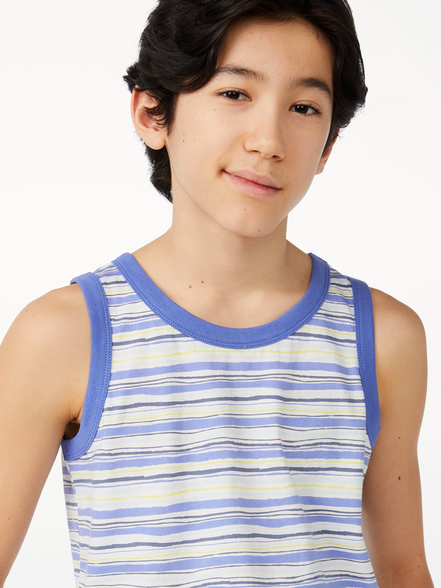 Free Assembly Boys Cotton Jersey Tank Tops, 2 Pack, Sizes 4-18