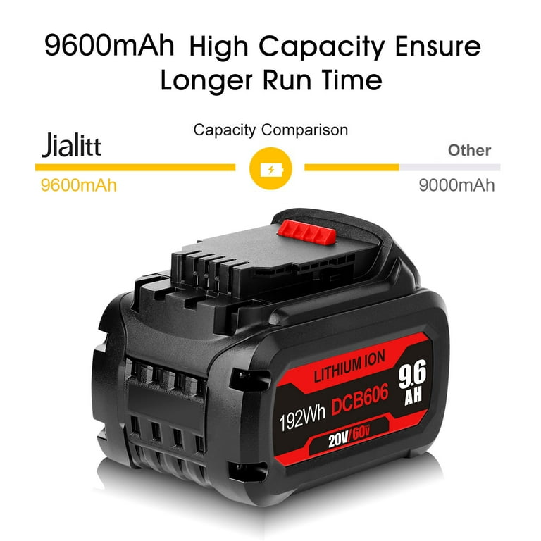 Jialitt 20V 60V 9.6Ah Replacment Battery for dewalt DCB606 Flexvolt Max battery Compatible with DCB612 DCB609 DCB606 2 Fit for Flexvolt 20V 60V 120V MAX DCB606 Cordless Power Tools Walmart