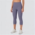 thumbnail image 6 of BVnarty Women's High Waist Tummy Control Capri Leggings, Skinny Fit Stretchy Athletic Pants for Pilates Class Purple M, 6 of 8