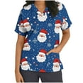 thumbnail image 2 of Holiday Gifts! Titcea Christmas Scrub Tops Women Xmas Printed Short Sleeved V Neck Scrub Tops with Pockets Lightweight Stretchy Cute Working Uniform, 2 of 5