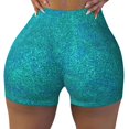 thumbnail image 2 of Fuzoiu Blue Green Glitter Print Women's Workout Shorts,Workout Biker Shorts Women,Exercise Fitness Shorts,Scrunch Short, Athletic Shorts for Gym Yoga Running Sport Active-Medium, 2 of 8