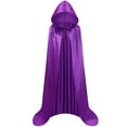 thumbnail image 2 of qolati Hooded Cloak Long Satin Cape for Christmas Halloween Cloak Costumes Silk Hooded Cape Masquerade Dress Up Purple 8 Years, 2 of 4
