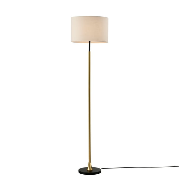Floor Lamp for Living Room with Beige Lampshade, Standing Lamp Tall Industrial Floor Lamp Reading for Bedroom, Office (No Included Bulb) -Matte Black Matte Gold