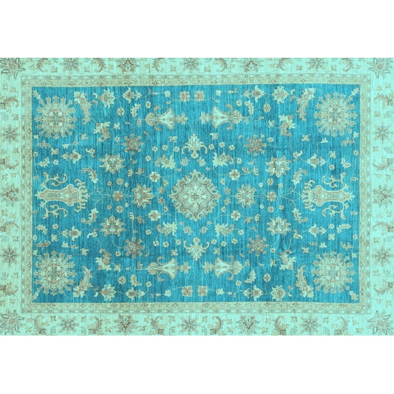 Ahgly Company Indoor Rectangle Oriental Light Blue Modern Area Rugs, 6' x 9'