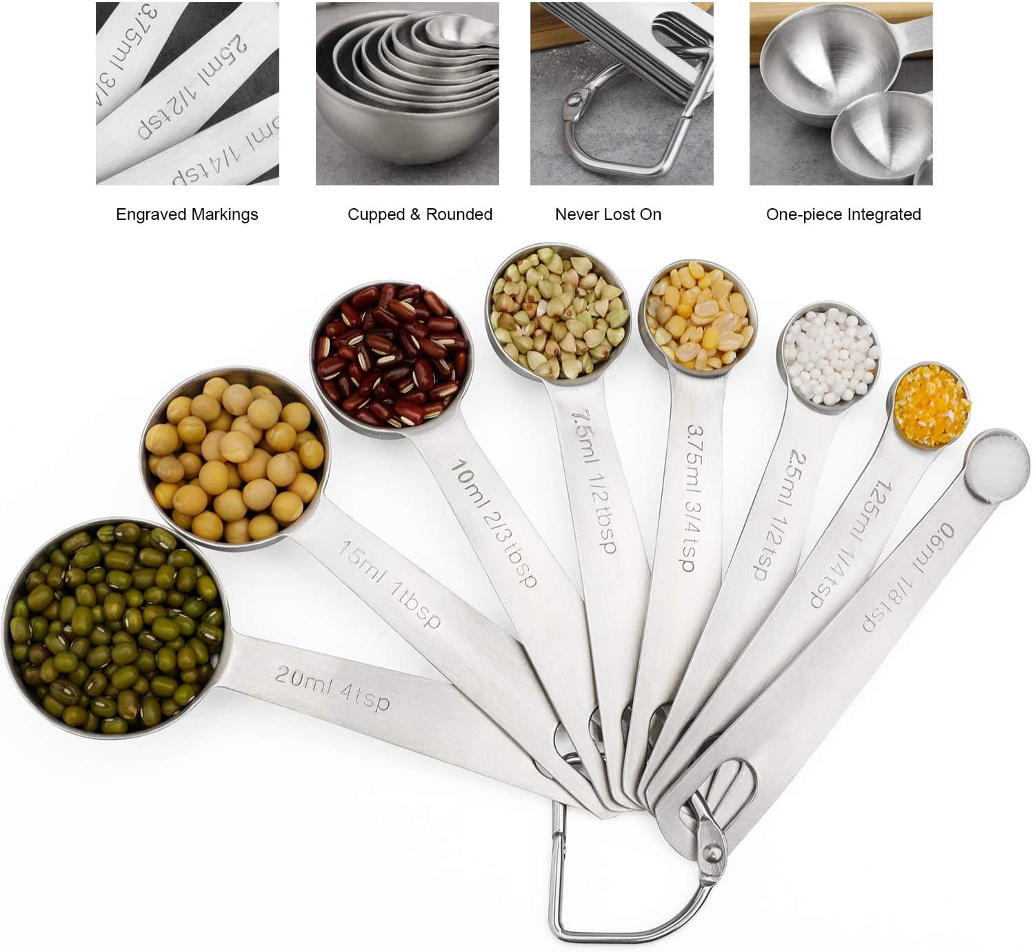 9 inch Long-Handled Measuring Spoons (4) - Allegheny Treenware, LLC