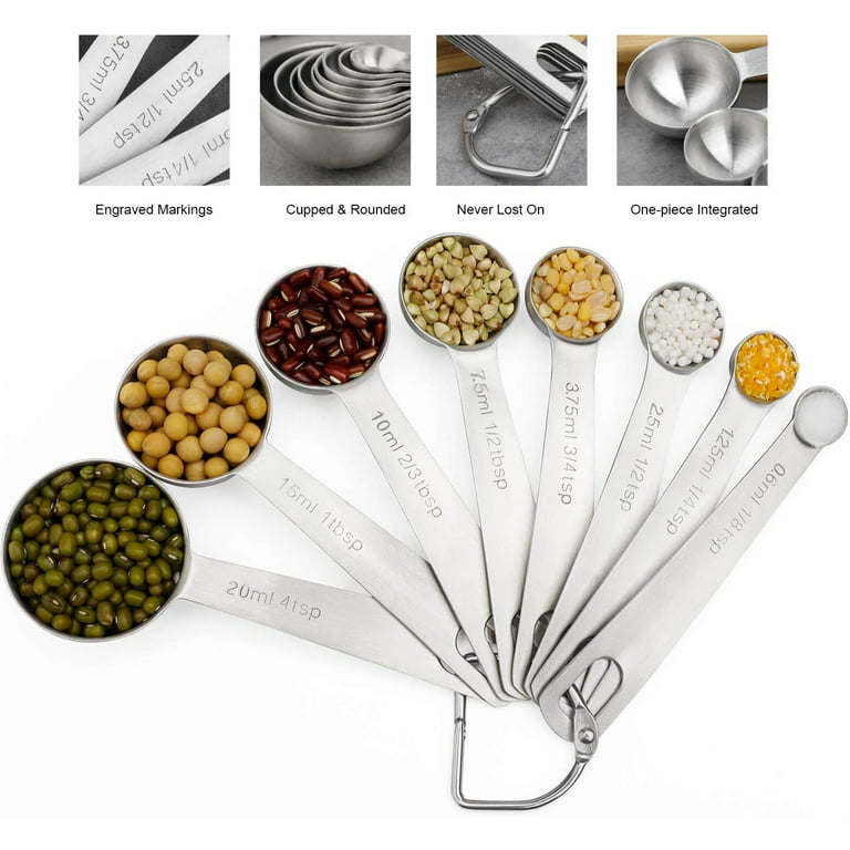 9 Piece Measuring Spoon: The Measuring Cylinder Set Includes1/16 Teaspoon, 1/8  Teaspoon, 1/4 Teaspoon, 1/3 Teaspoon, 1/2 Teaspoon, 3/4 Teaspoon, 1 Teaspoon,  1/2 Tea 