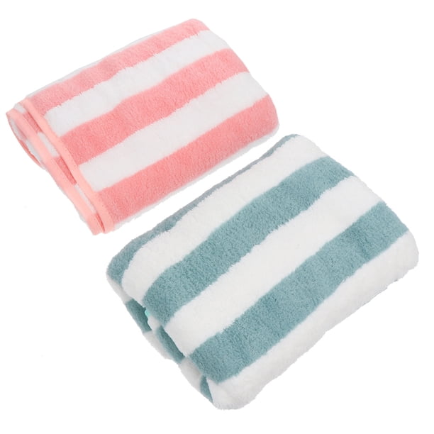 Houderco 4Ud Toallas De Coral Fleece Para Verde Con Rayas Cómodas Y Absorbentes Para Uso En Casa