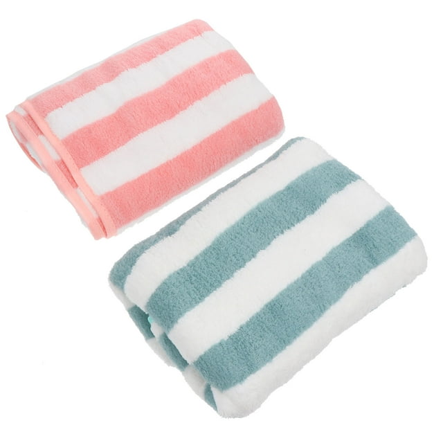 Houderco 4Ud Toallas De Coral Fleece Para Verde Con Rayas Cómodas Y Absorbentes Para Uso En Casa
