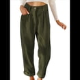 thumbnail image 1 of Pantalones Casuales de Cintura Alta y Pierna Recta para Mujer, Holgados y Cómodos, con Bolsillos Verde XL, 1 of 6
