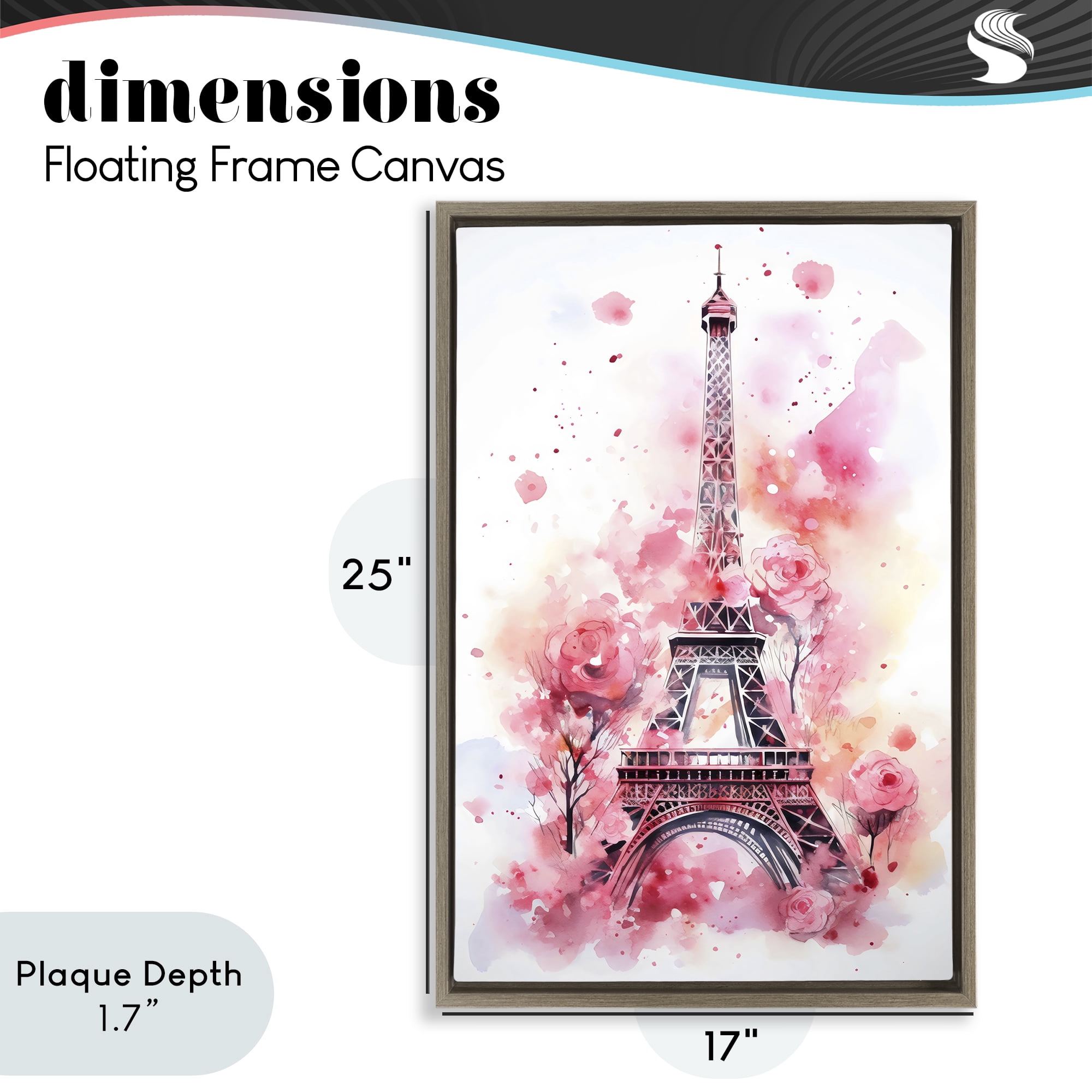 Stupell Industries Eiffel Tower In Roses Brown Framed Floater Canvas Wall Art, design by Creative Studio