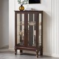 thumbnail image 4 of MDQMD Dark Cherry Curio Cabinet with 2 Glass Doors,Storage Cabinet with 2 Adjustable Glass Shelves,Display Cabinet with Metal Handle and LED Light for Living Room, 4 of 10