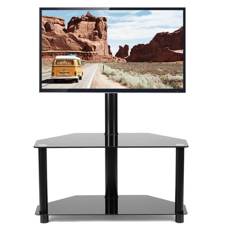 swivel corner mount stand tv tempered rfiver tvs tier bracket shelves inches audio floor glass