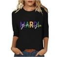 thumbnail image 2 of CYiJun Mardi Gras Clothing,Parade Ready 3/4 Sleeve Top,Lightweight Crewneck Shirt for Mardi Gras Street Celebration, 2 of 6