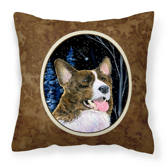 Caroline's Treasures SS8387PW1414 Starry Night Corgi Fabric Decorative Pillow, 14Hx14W, multicolor