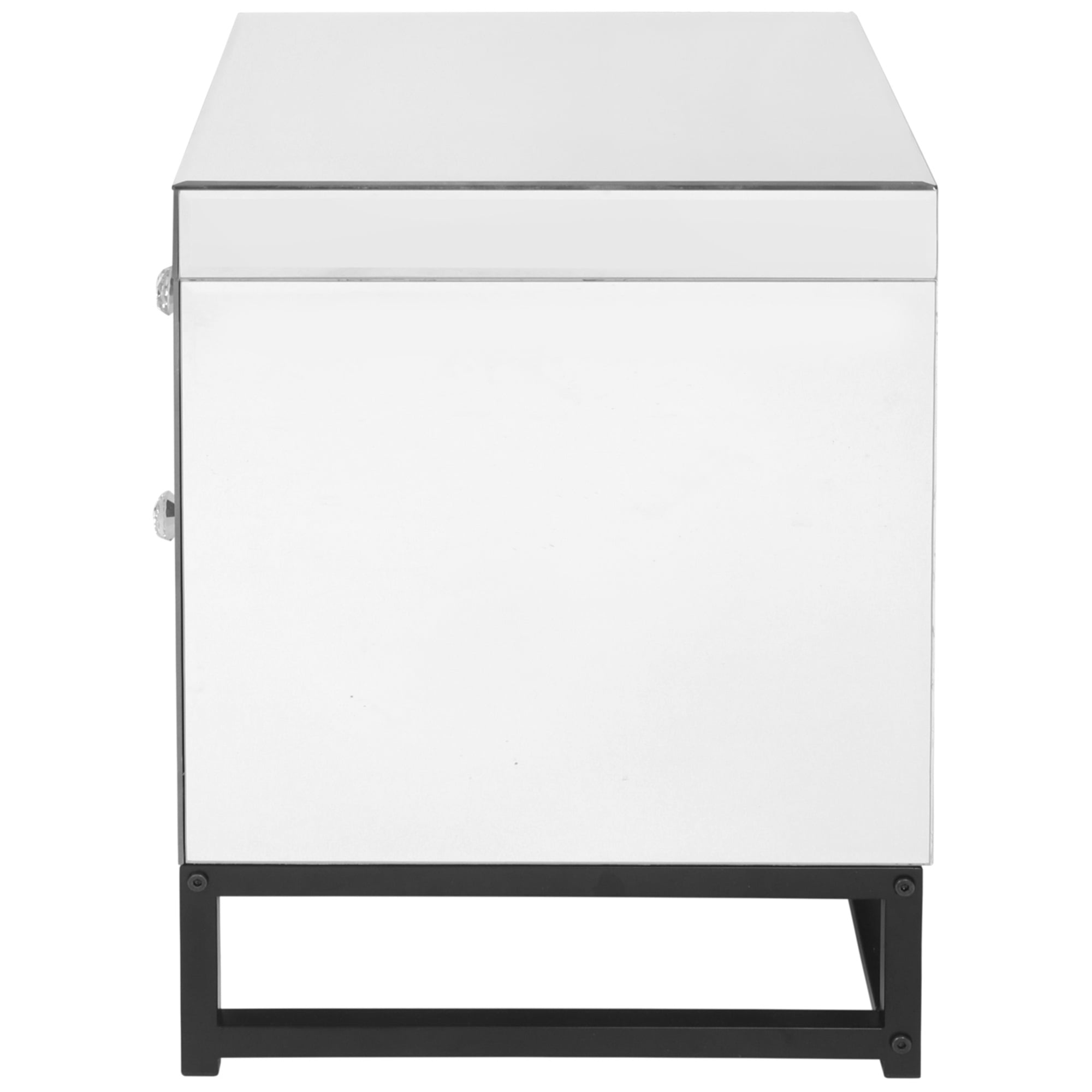 Resenkos Modern Mirrored Nightstand with 2 Drawers, Mirror Accent Silver Table for Living Room/Bedroom Resenkos Modern Mirrored Nightstand with 2 Drawers, Mirror Accent Silver Table for Living Room/Bedroom