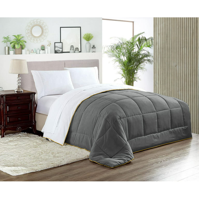 Oversized King/Palatial King Comforter Reversible Dark Grey Luxurious  Collection Microfiber Fill Duvet Insert Box Stiched Quilted Fluffy Soft All  Season Comforter with Pillowcases & Premium Piping 