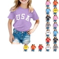 thumbnail image 1 of SUXIAN T-Shirts Actifs pour Enfants Mode Décontractée Imprimé Col Rond Ample Manches Courtes T-Shirt Haut Col Rond T-Shirt pour Enfants Violet_001 3-4 Ans, 1 of 4