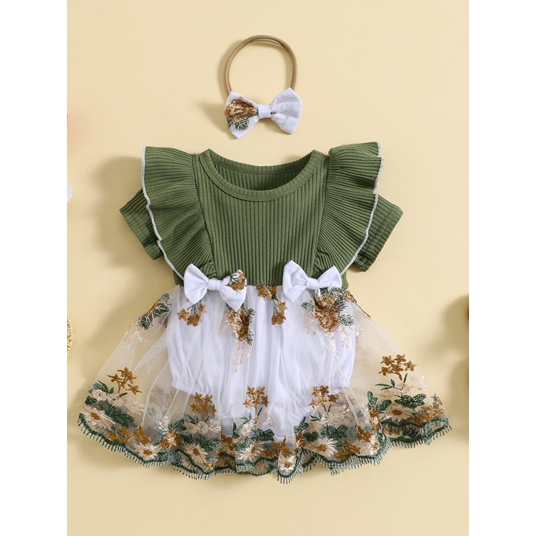 Newborn Baby Girl Boho Romper Dress 3M 6M 12M 18M 24M Embroidery