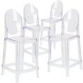 thumbnail image 3 of BizChair 4 Pack Ghost Counter Stool with Oval Back in Transparent Crystal, 3 of 15