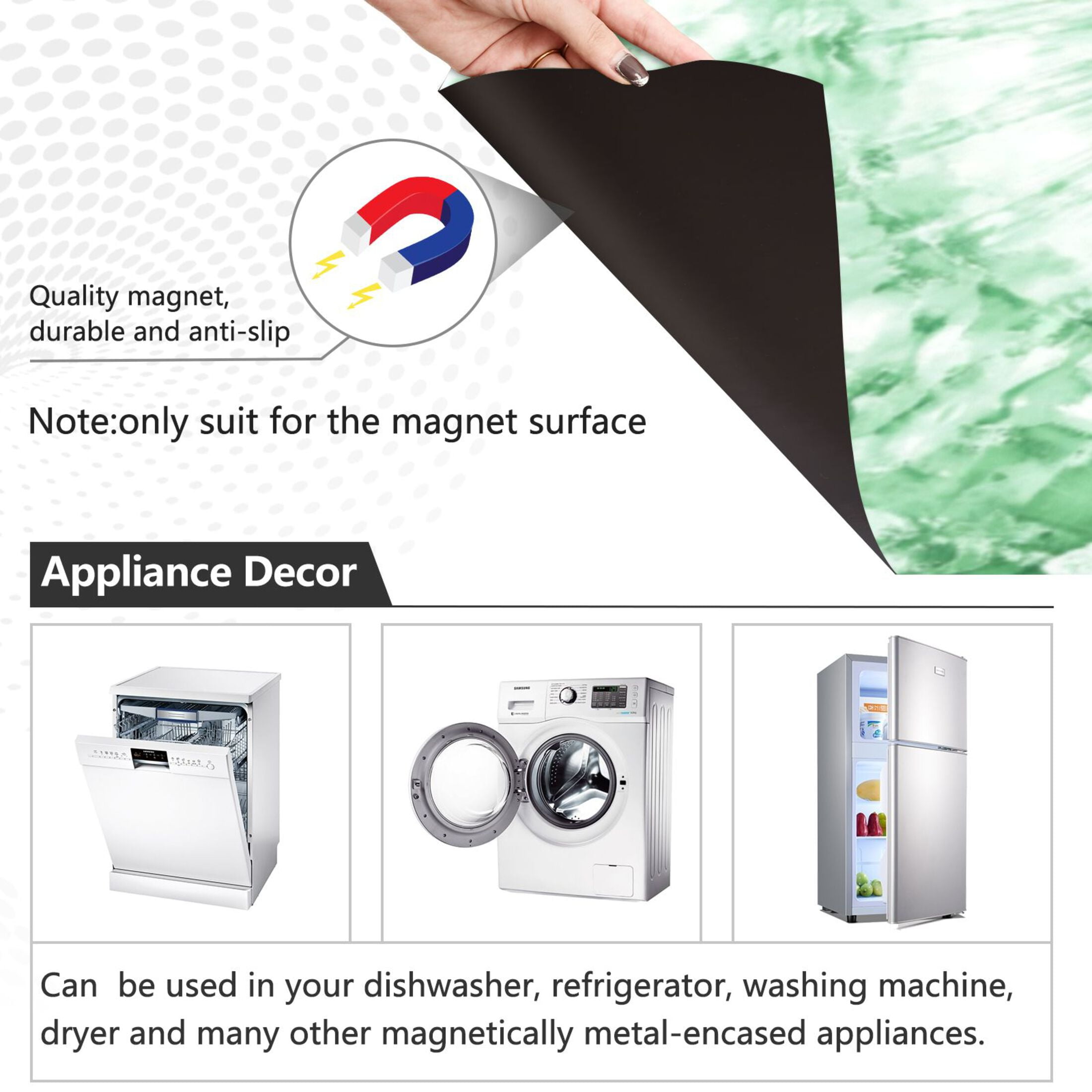 Dishwasher Magnetic Sticker 23x26 Inch Refrigerator Magnetic Sticker Washing Machine Magnetic Sticker Kitchen Panel Magnetic Sticker Home Decor Pretty Light Green Tie Dye
