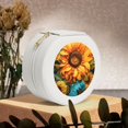 thumbnail image 6 of Yiaed Deep Yellow Colorful Sunflower Print Travel Jewelry Case Bridesmaid Gift Boxes Jewelry Travel Organizer Small Round Jewelry Box Mini Storage-White, 6 of 7