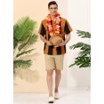 thumbnail image 3 of Camisas hawaianas manga corta botones botones a rayas playeras Marrón oscuro T M, 3 of 6
