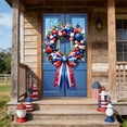 thumbnail image 5 of JeashCHAT 4th of July Decorations Outdoor, Patriotic Independence Day Door Cover Red White Blue Bow Wreath Hanging Banners for Memorial Day Front Door Porch Wall Decor, 72.83" x 35.43", 5 of 6