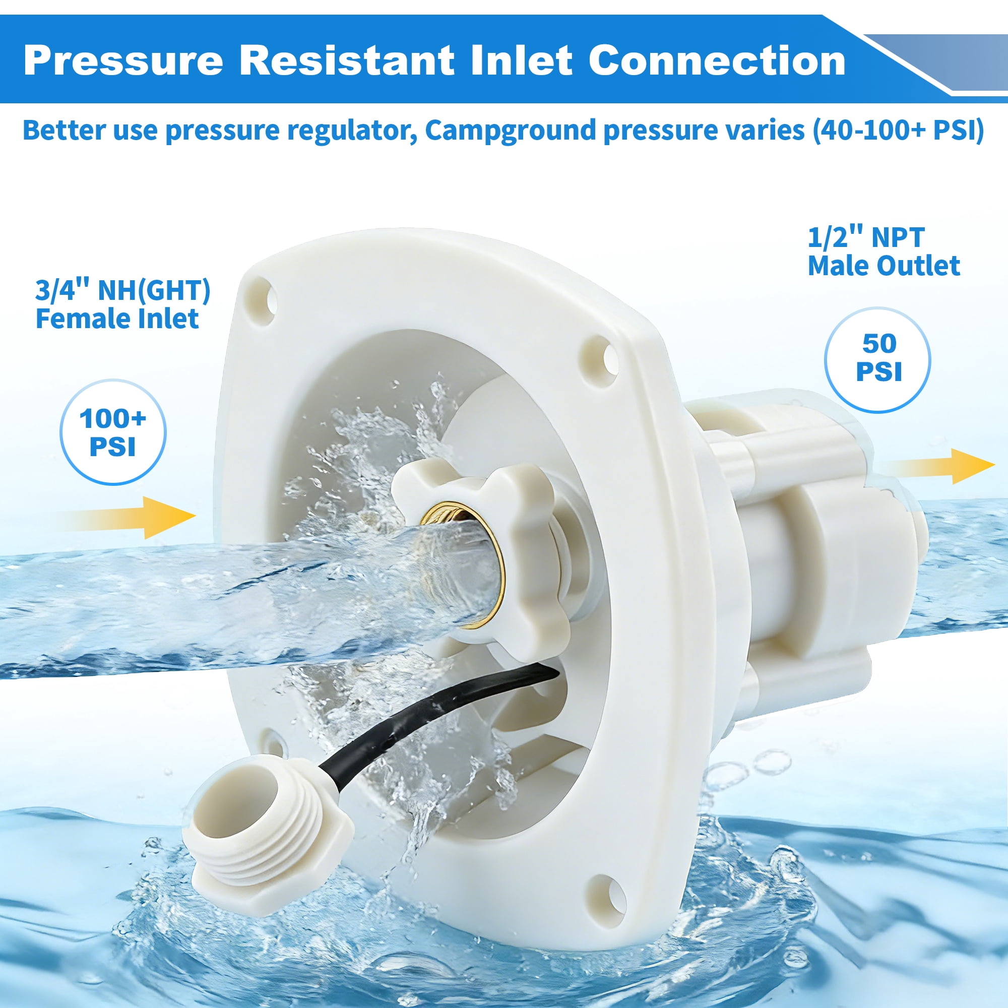 Unique Bargains RV Marine Camper Trailer Motorhome Dustproof City Water Inlet Connection